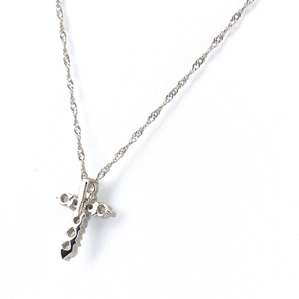 クロスモチーフ デザインネックレス プラチナ ペンダント メレダイヤ 十字架 ネックレス Pt900 Pt850 ダイヤモンド レディース 【中古】nbjwl