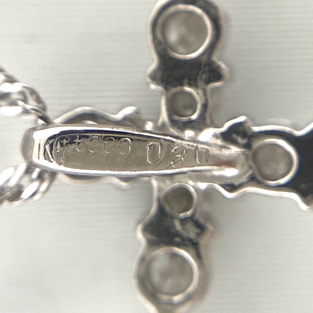 クロスモチーフ デザインネックレス プラチナ ペンダント メレダイヤ 十字架 ネックレス Pt900 Pt850 ダイヤモンド レディース 【中古】nbjwl