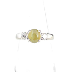 クリソベリルキャッツアイ デザインリング プラチナ 指輪 メレダイヤ リング 8.5号 Pt900 クリソベリルキャッツアイ ダイヤモンド レディース 【中古】nbjwl