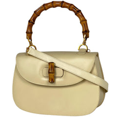 グッチ バンブー ハンドバッグ オールドグッチ 2WAY ショルダーバッグ 00020460633 ハンドバッグ レザー クリーム レディース 【中古】brbag