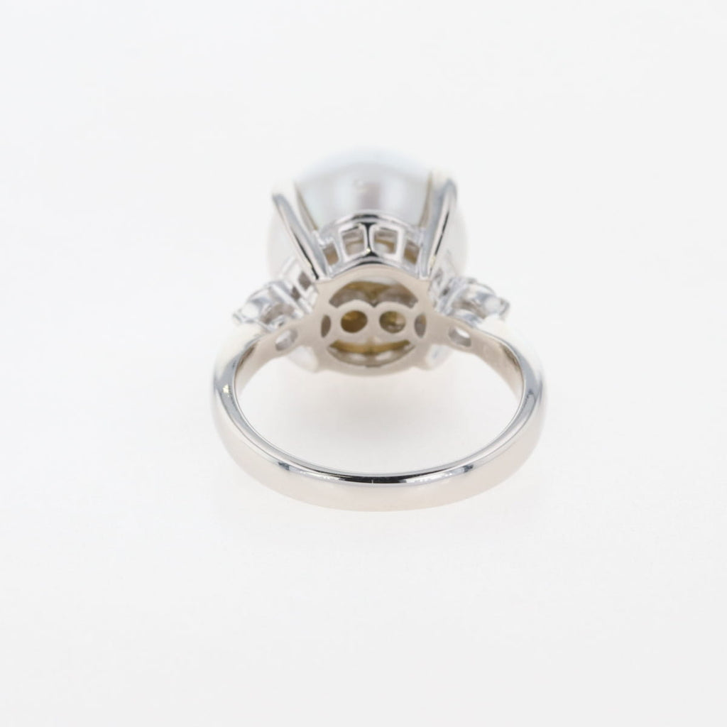 パール デザインリング プラチナ 指輪 メレダイヤ リング 13号 Pt900 パール ダイヤモンド レディース 【中古】nbjwl