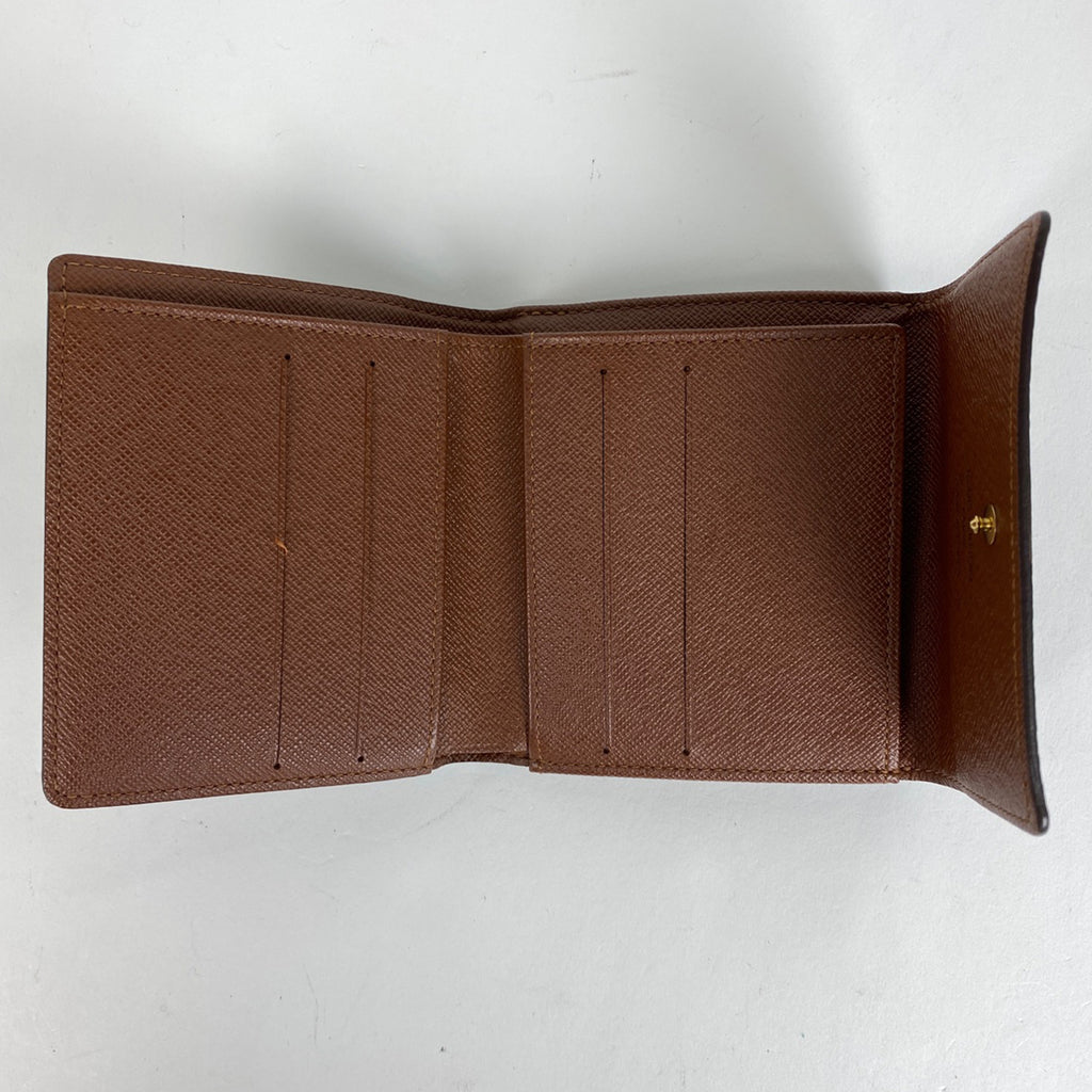 ルイ・ヴィトン ポルト モネ ビエ カルト クレディ 小銭入れ 札入れ Wホック 三つ折り財布 モノグラム ブラウン M61652 レディース 【中古】brbag