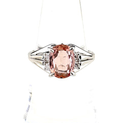 インペリアルトパーズ デザインリング プラチナ 指輪 メレダイヤ リング 12号 Pt900 ダイヤモンド インペリアルトパーズ レディース ノンブランドジュエリー 【中古】nbjwl