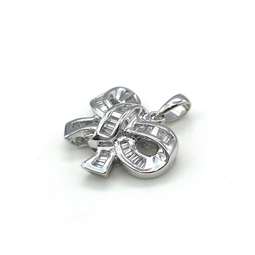 リボンモチーフ ペンダントトップ プラチナ ペンダントトップ Pt900 ダイヤモンド レディース 【中古】nbjwl