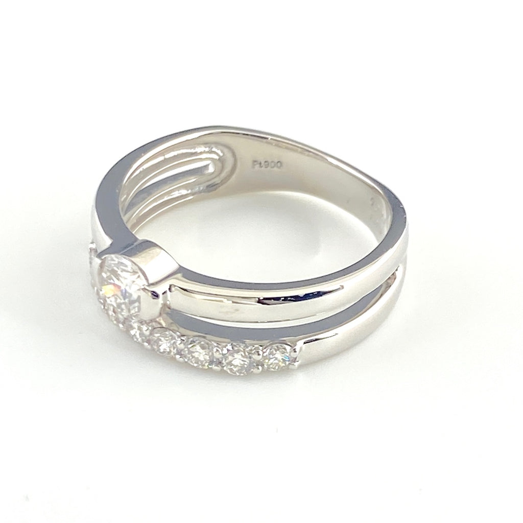 ダイヤモンド デザインリング プラチナ 指輪 メレダイヤ リング 7.5号 Pt900 ダイヤモンド レディース 【中古】nbjwl