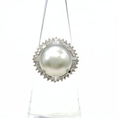 パール デザインリング プラチナ 指輪 メレダイヤ 真珠 リング 11号 Pt900 パール ダイヤモンド レディース 【中古】nbjwl