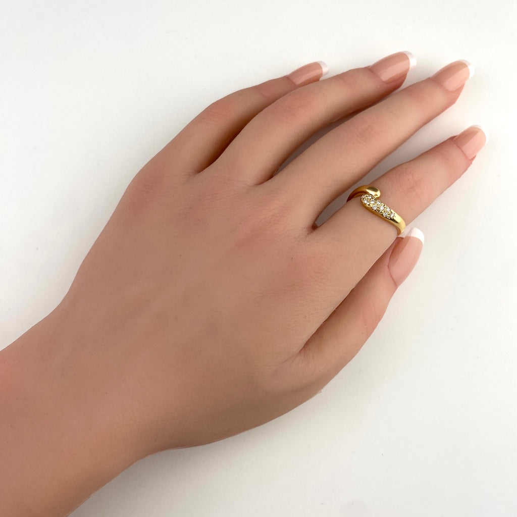 タサキ メレダイヤ デザインリング YG イエローゴールド 指輪 リング 10号 K18 ダイヤモンド レディース 【中古】brjwl