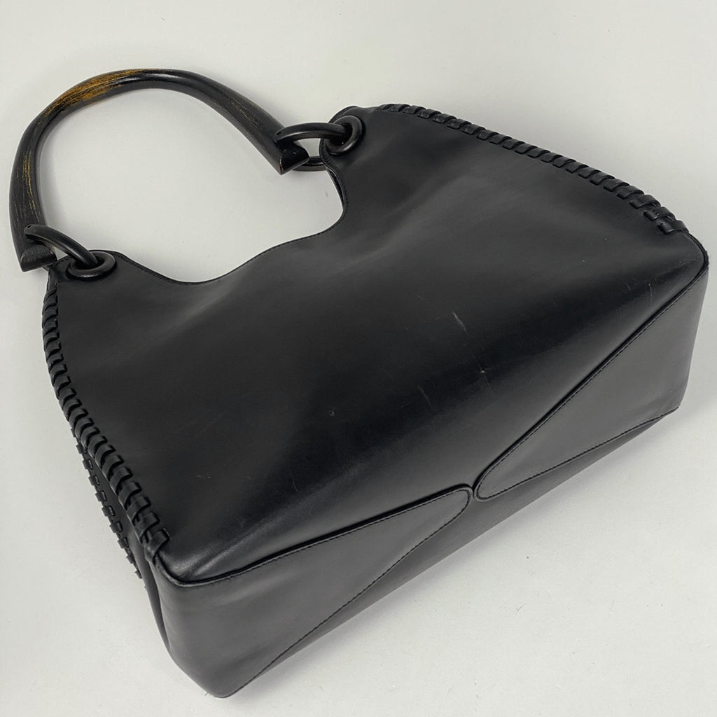 グッチ ウッドハンドル ショルダーバッグ ワンショルダー ハンドバッグ ショルダーバッグ レザー ブラック 106236 レディース 【中古】brbag