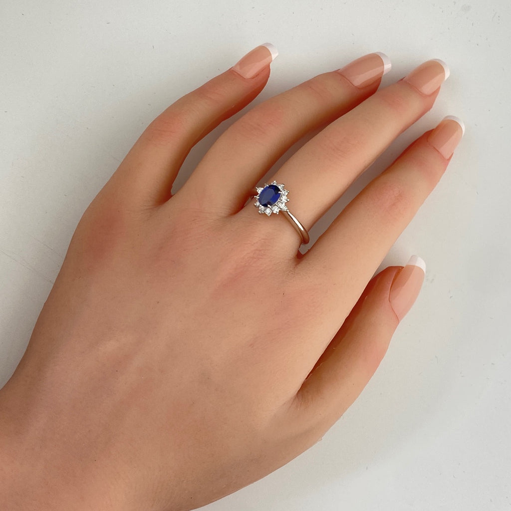 サファイア デザインリング プラチナ 指輪 メレダイヤ リング 17号 Pt900 サファイア ダイヤモンド レディース 【中古】nbjwl