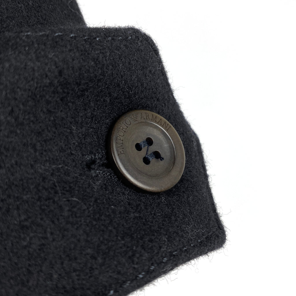 エンポリオ・アルマーニ ロゴボタン ロングコート 防寒 フーディ アウター その他コート ブラック メンズ 【中古】brapp