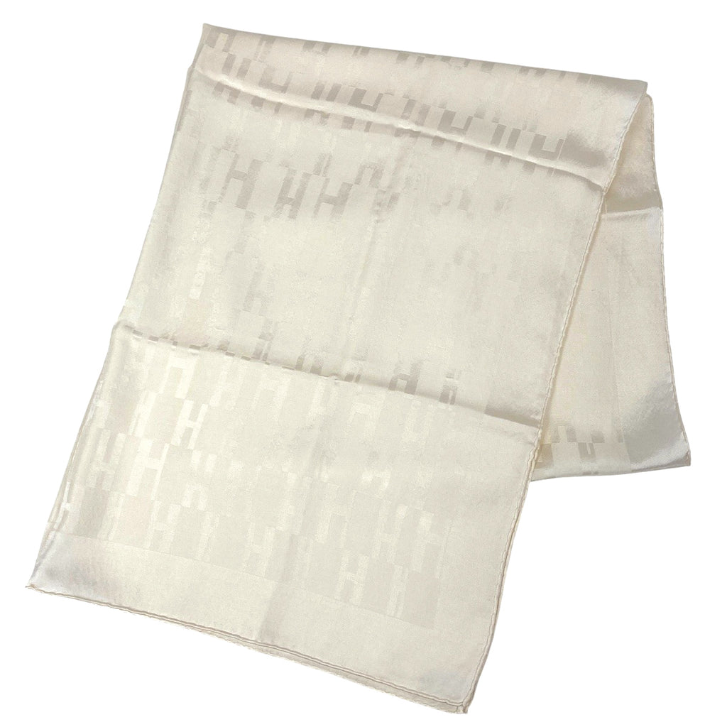 エルメス Hロゴ ストール スカーフ ストール シルク ウール ホワイト レディース 【中古】brbag