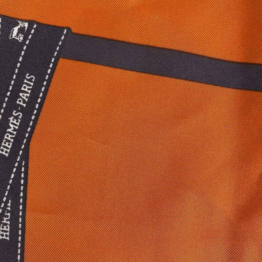 エルメス カレ 90 BOLDUC ボルデュック リボン スカーフ シルク オレンジ マルチカラー レディース 【中古】brbag