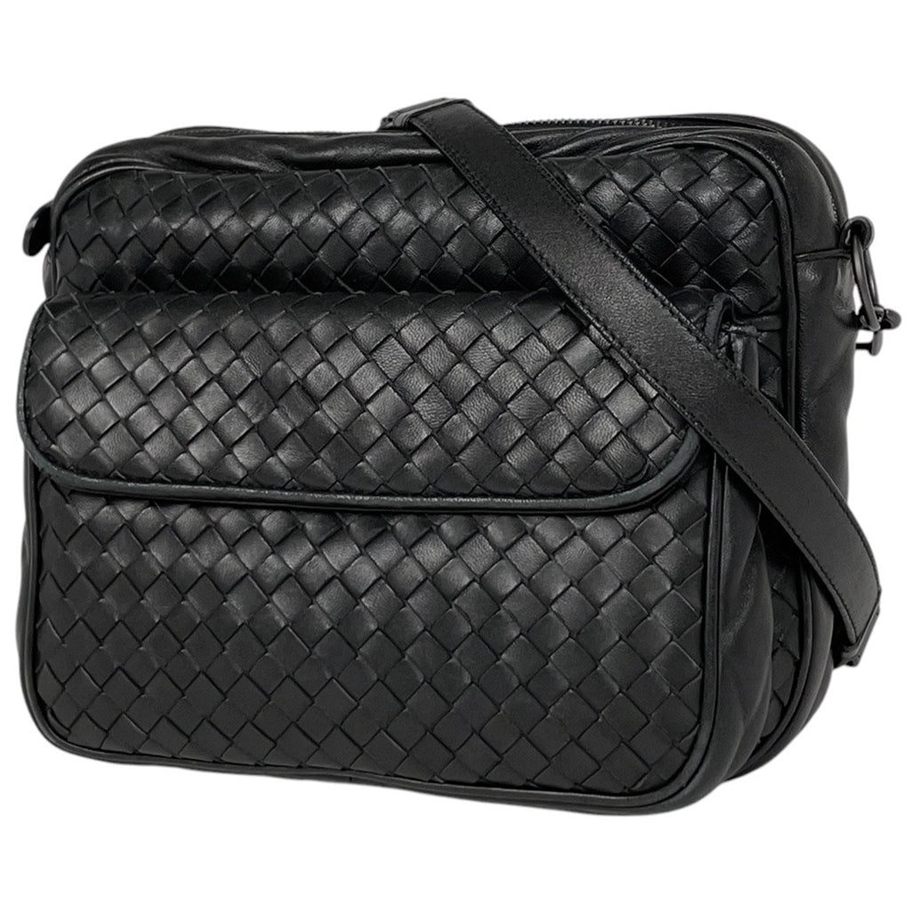ボッテガヴェネタ イントレチャート ショルダーバッグ 斜め掛け ショルダーバッグ レザー ブラック レディース 【中古】brbag