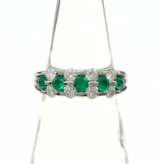 エメラルド デザインリング プラチナ 指輪 メレダイヤ リング 12号 Pt900 エメラルド ダイヤモンド レディース 【中古】nbjwl