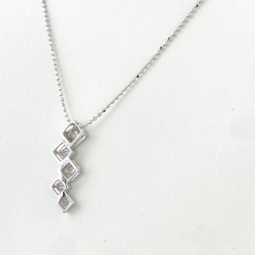 メレダイヤ デザインネックレス WG ホワイトゴールド ペンダント ネックレス K18 WG ダイヤモンド レディース 【中古】nbjwl