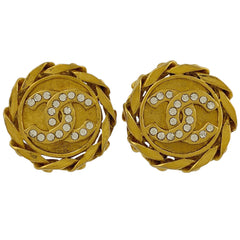 シャネル ココマーク ラインストーン イヤリング ラウンド イヤリング GP ゴールド レディース 【中古】bracc