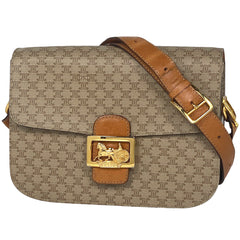 セリーヌ 馬車金具 ショルダーバッグ マカダム柄 ショルダーバッグ レザー ベージュ レディース 【中古】brbag