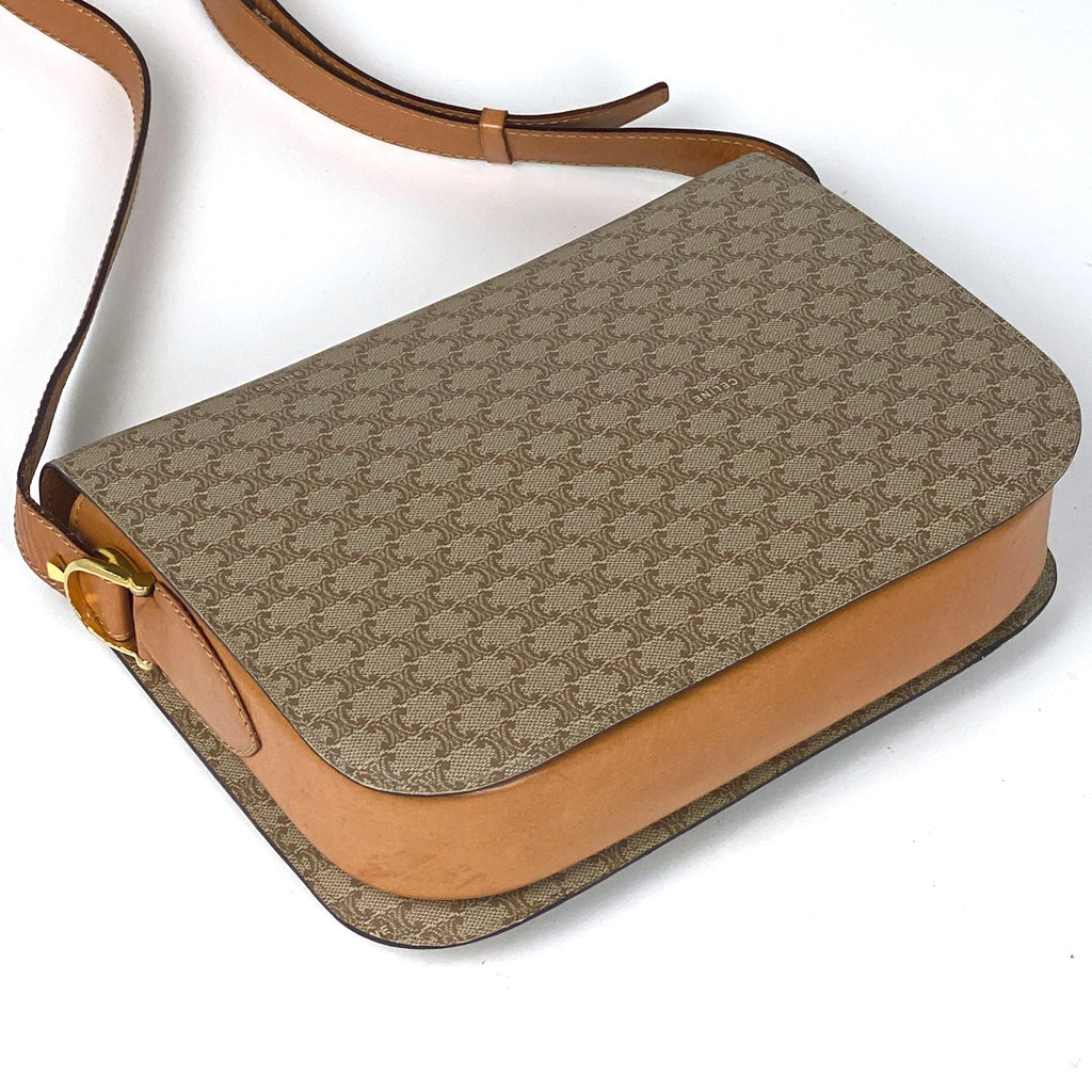 セリーヌ 馬車金具 ショルダーバッグ マカダム柄 ショルダーバッグ レザー ベージュ レディース 【中古】brbag