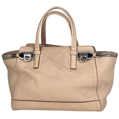 サルヴァトーレフェラガモ ガンチーニ ハンドバッグ 2WAY ショルダーバッグ ハンドバッグ レザー ピンクベージュ E424 レディース 【中古】brbag