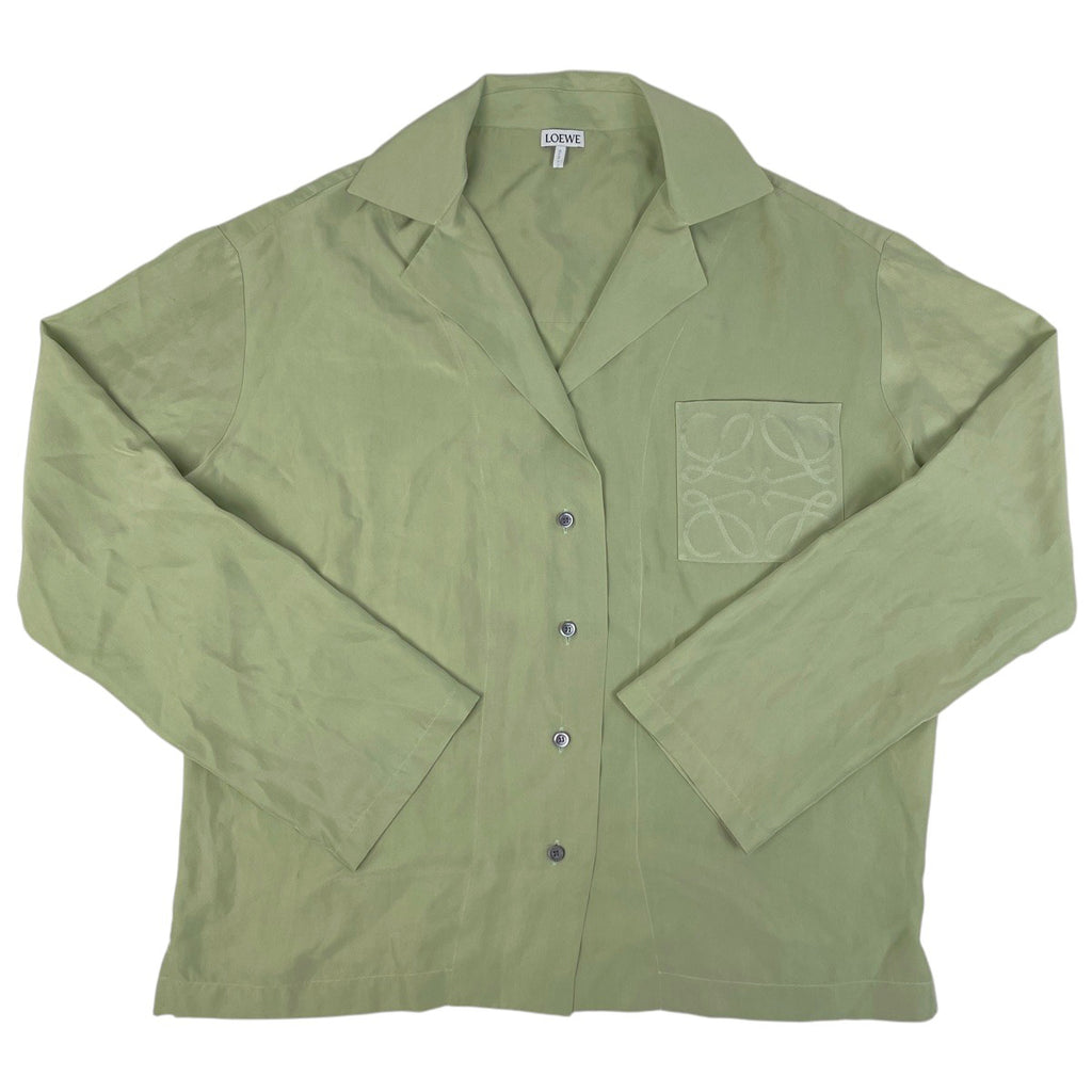ロエベ アナグラム 長袖シャツ 開襟 シャツ 長袖シャツ シルク グリーン レディース 【中古】brapp