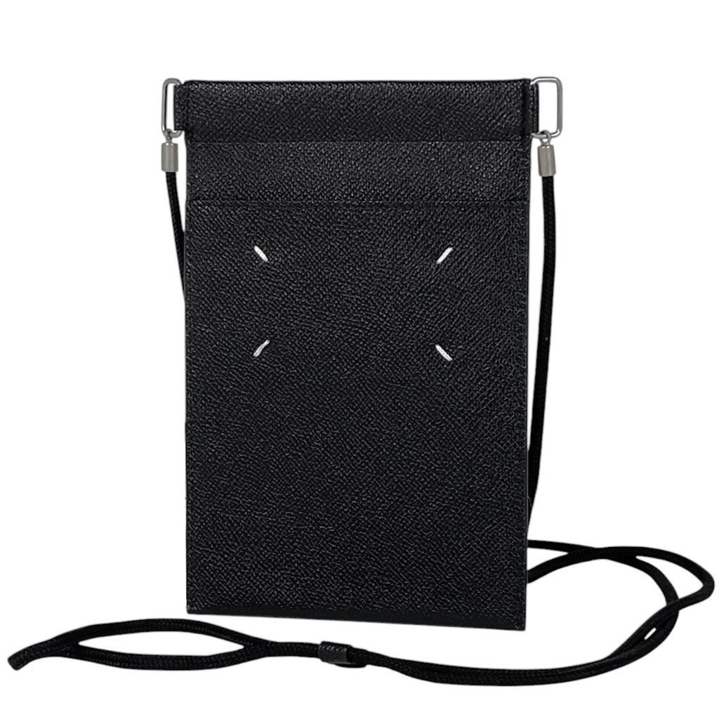 メゾン マルジェラ スマートフォンポーチ ステッチ スマホホルダー ショルダーバッグ レザー ブラック レディース 【中古】brbag