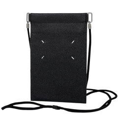 メゾン マルジェラ スマートフォンポーチ ステッチ スマホホルダー ショルダーバッグ レザー ブラック レディース 【中古】brbag