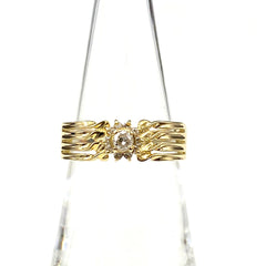 メレダイヤ デザインリング YG イエローゴールド 指輪 リング 12号 K18 ダイヤモンド レディース 【中古】nbjwl