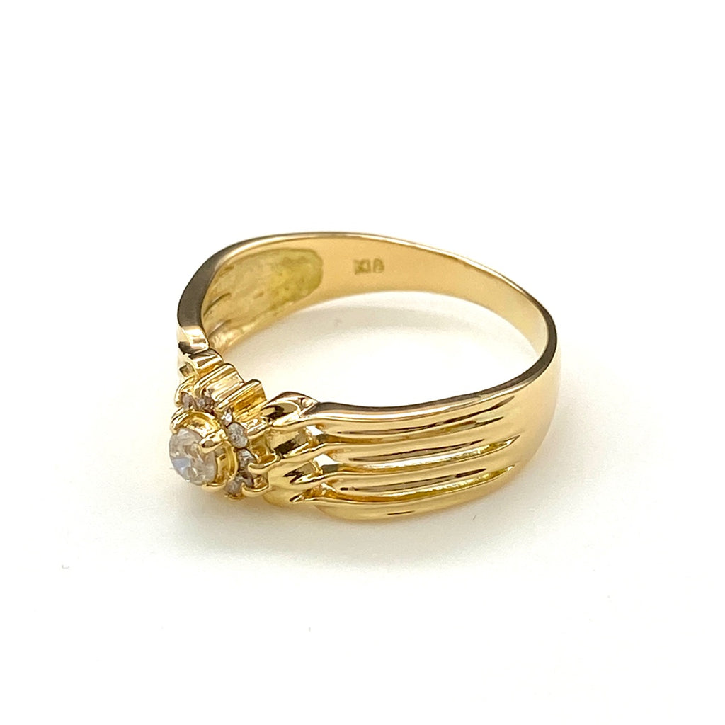 メレダイヤ デザインリング YG イエローゴールド 指輪 リング 12号 K18 ダイヤモンド レディース 【中古】nbjwl