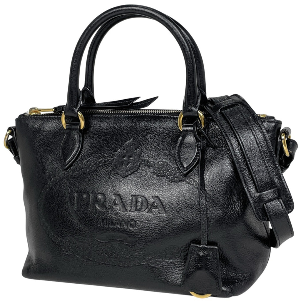 プラダ ロゴ ハンドバッグ 2WAY ショルダーバッグ ハンドバッグ レザー ブラック 1BA104 レディース 【中古】brbag