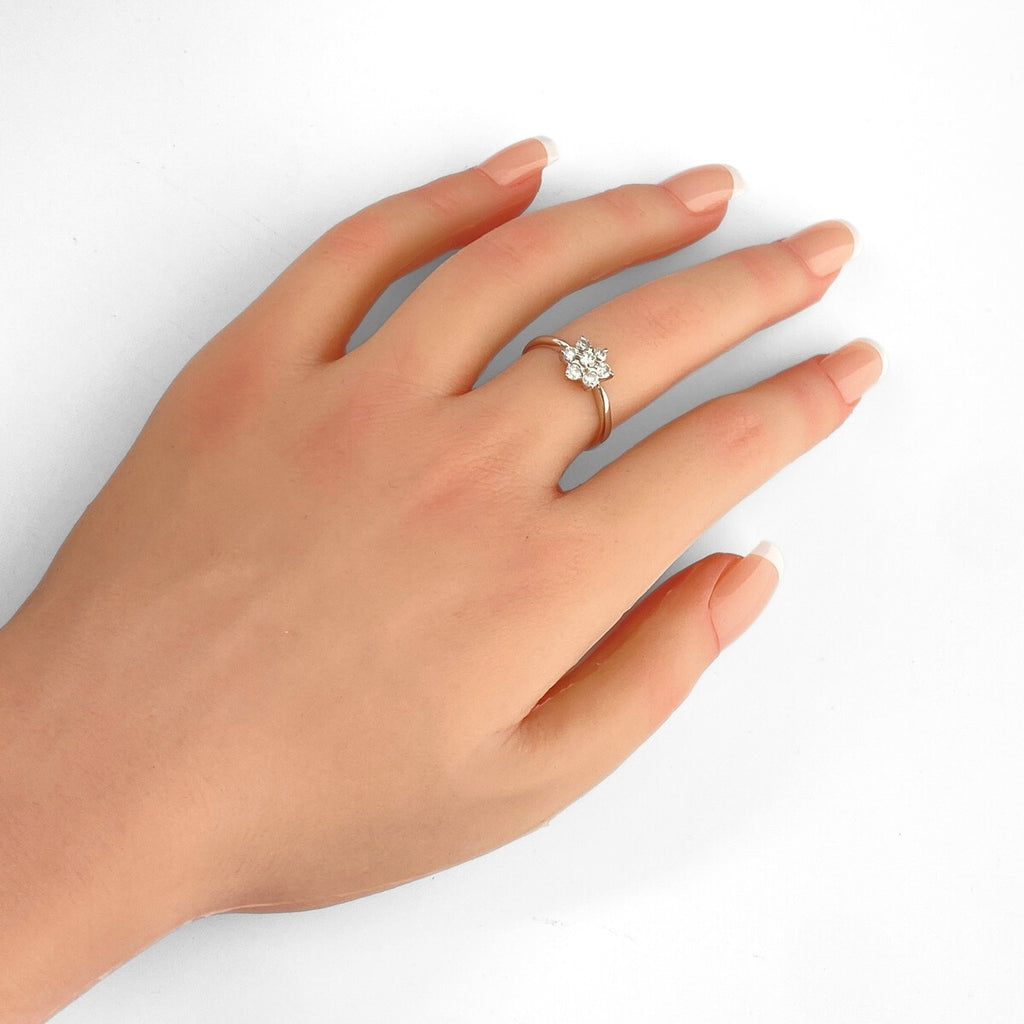 メレダイヤ デザインリング プラチナ 指輪 リング 15号 Pt900 ダイヤモンド レディース 【中古】nbjwl