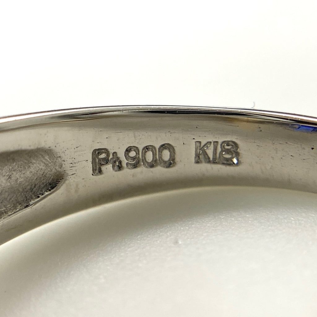 サファイア デザインリング プラチナ YG イエローゴールド 指輪 メレダイヤ リング 13号 Pt900 K18 サファイア レディース 【中古】nbjwl
