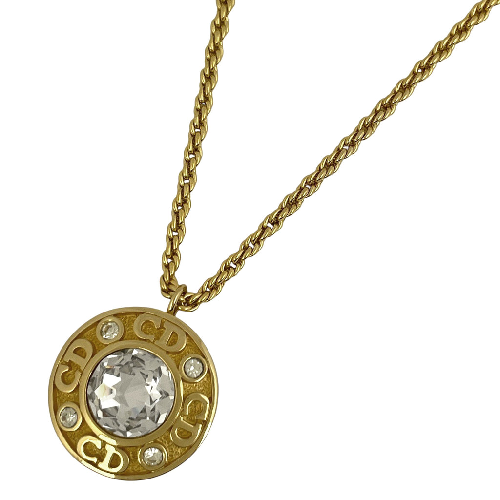 クリスチャンディオール ネックレス GP ラインストーン ゴールド レディース 【中古】bracc