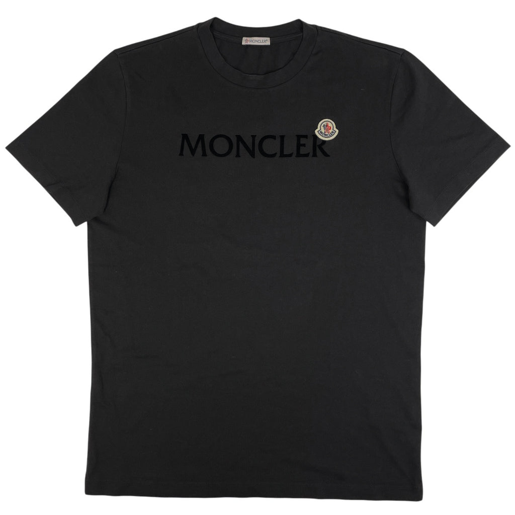 モンクレール ロゴ 半袖 Tシャツ クルーネック 8C00057 トップス 半袖Ｔシャツ 綿 ブラック メンズ 【中古】brapp
