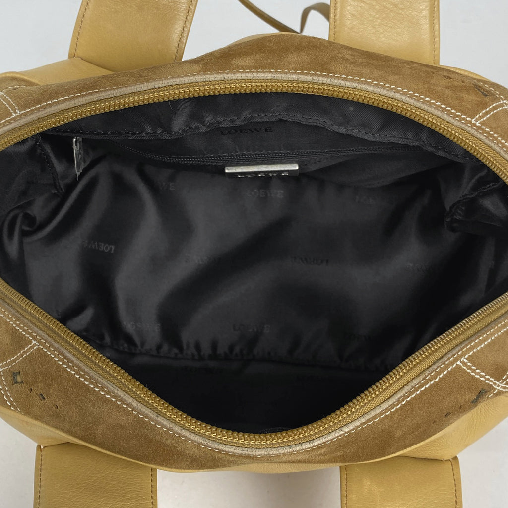 ロエベ アナグラム ハンドバッグ タッセル フリンジ ハンドバッグ レザー ベージュ レディース 【中古】brbag