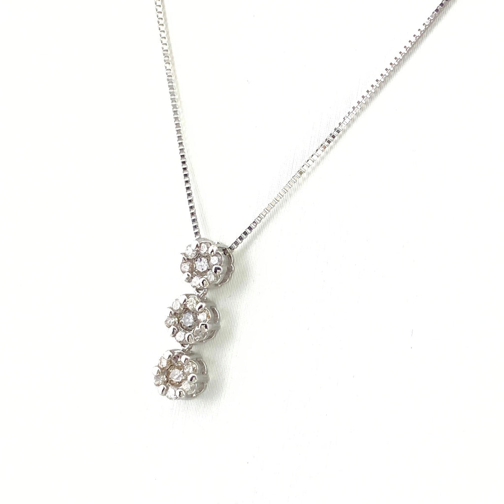 メレダイヤ デザインネックレス WG ホワイトゴールド ペンダント ネックレス K14 WG ダイヤモンド レディース 【中古】nbjwl