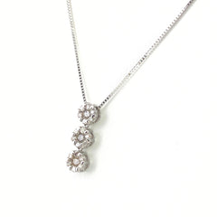 メレダイヤ デザインネックレス WG ホワイトゴールド ペンダント ネックレス K14 WG ダイヤモンド レディース 【中古】nbjwl