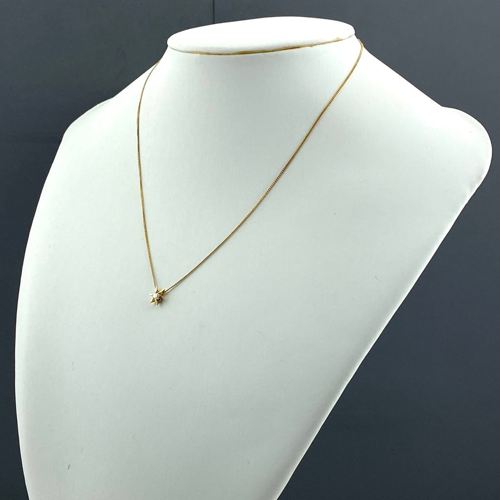 メレダイヤ デザインネックレス YG イエローゴールド ペンダント ネックレス K18 750 ダイヤモンド レディース 【中古】nbjwl