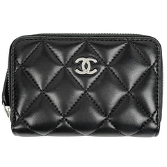 シャネル ココマーク ラウンドファスナー コインケース カードケース マトラッセ コインケース レザー ブラック AP0216 レディース 【中古】brbag