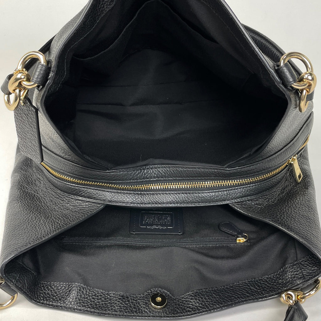 コーチ ロゴ ショルダーバッグ トートバッグ ショルダーバッグ レザー ブラック F80268 レディース 【中古】brbag