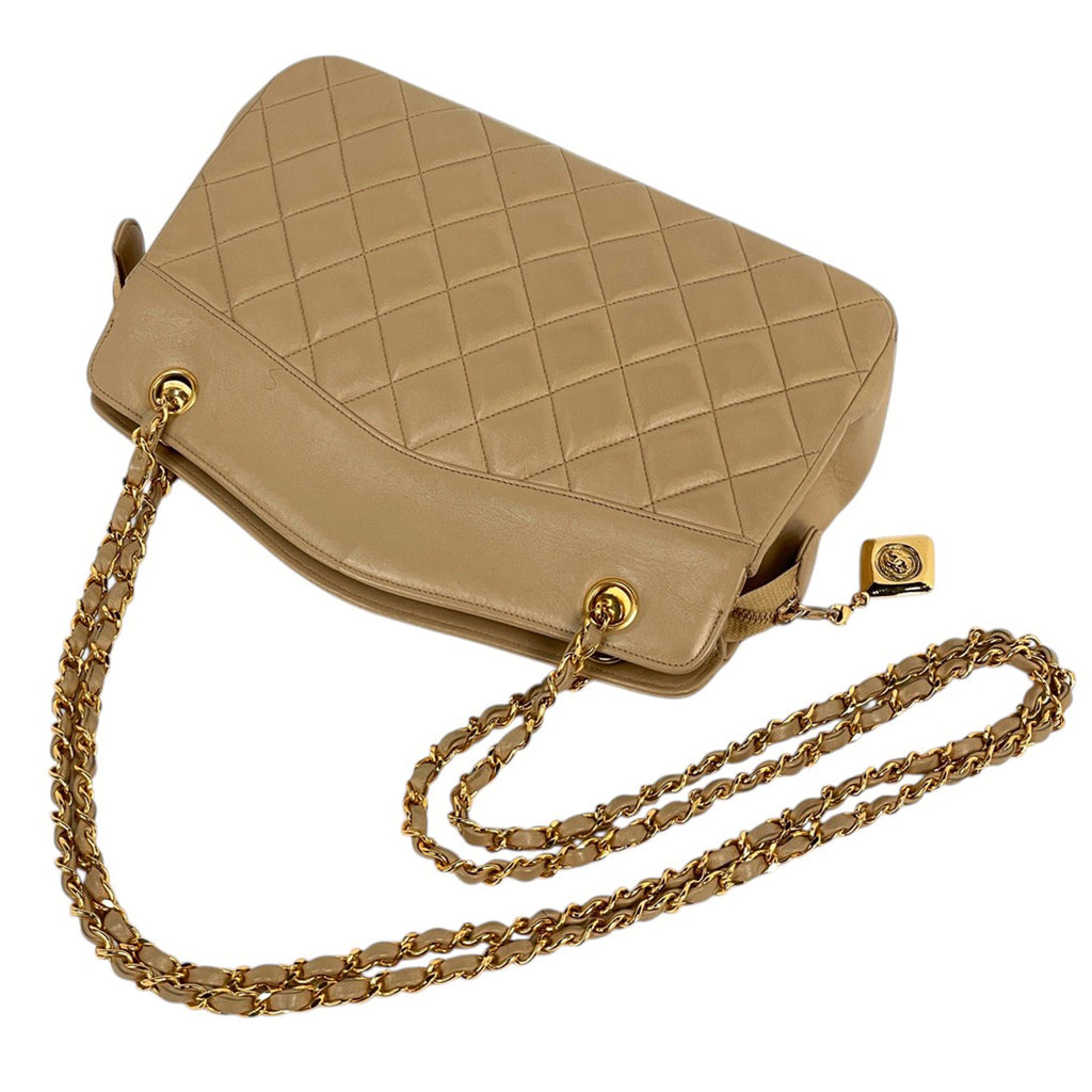シャネル ココマーク チェーン ショルダーバッグ マトラッセ ショルダーバッグ レザー ベージュ レディース 【中古】brbag
