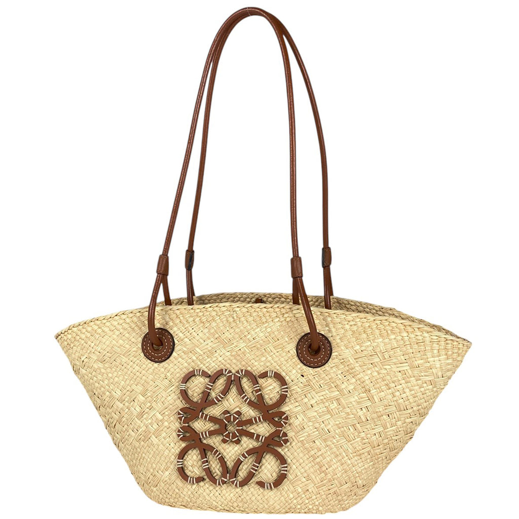 ロエベ アナグラム バスケットバッグ スモール イラカヤシ カゴ トートバッグ レザー ベージュ レディース 【中古】brbag