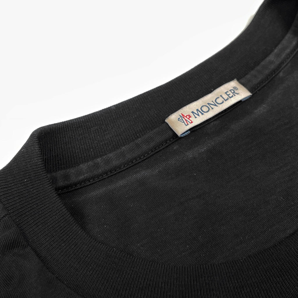 モンクレール ロゴ Tシャツ クルーネック トップス 半袖Ｔシャツ コットン ブラック メンズ 【中古】brapp