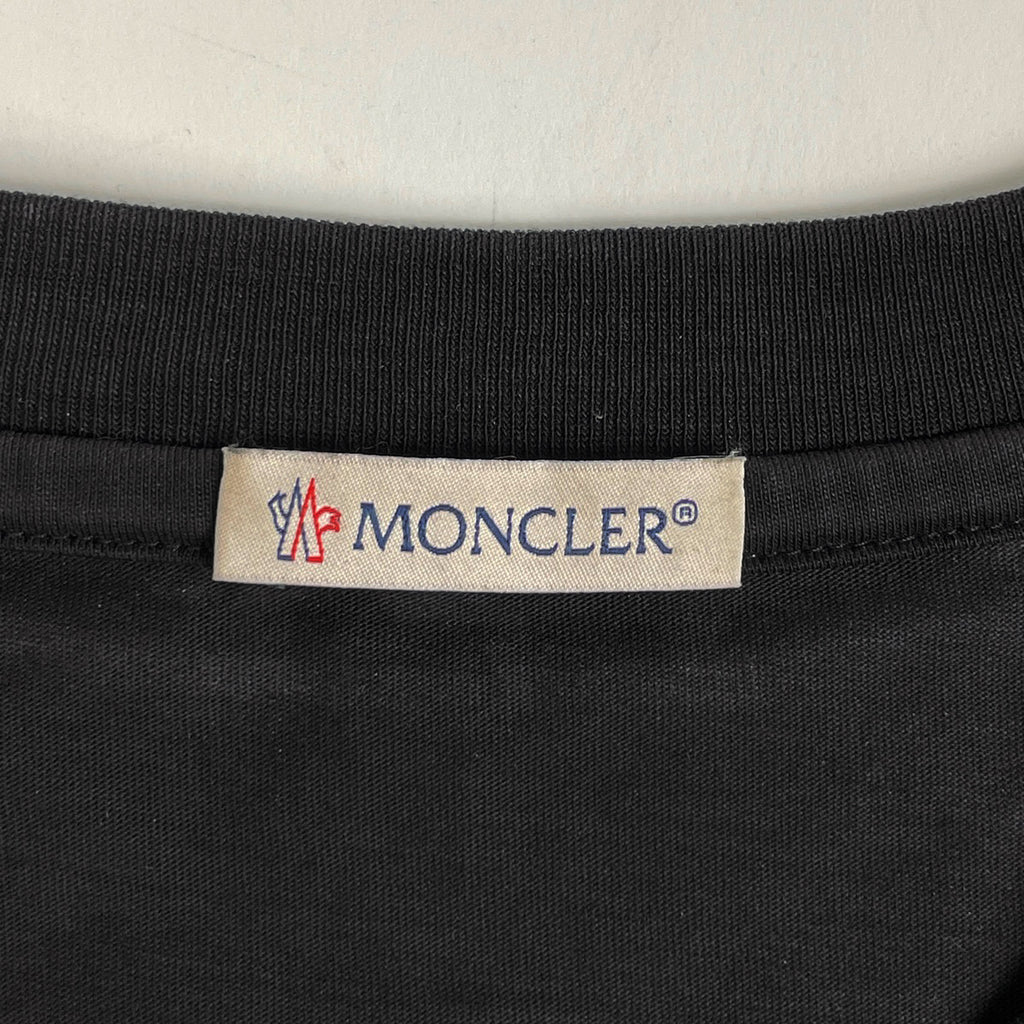 モンクレール ロゴ Tシャツ クルーネック トップス 半袖Ｔシャツ コットン ブラック メンズ 【中古】brapp