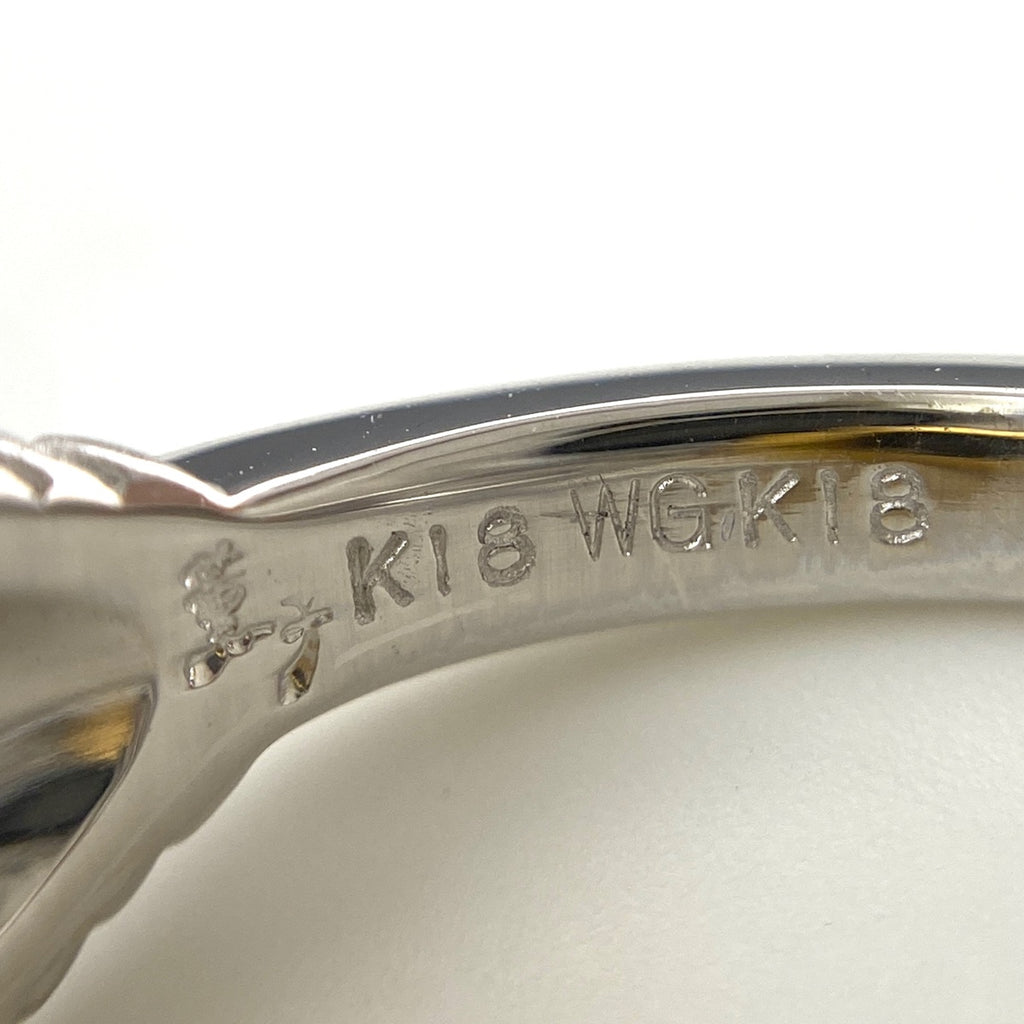 水野薫子 ブラックオパール デザインリング WG ホワイトゴールド 指輪 メレダイヤ ダイヤモンド リング 13号 K18 WG ブラックオパール レディース 【中古】brjwl