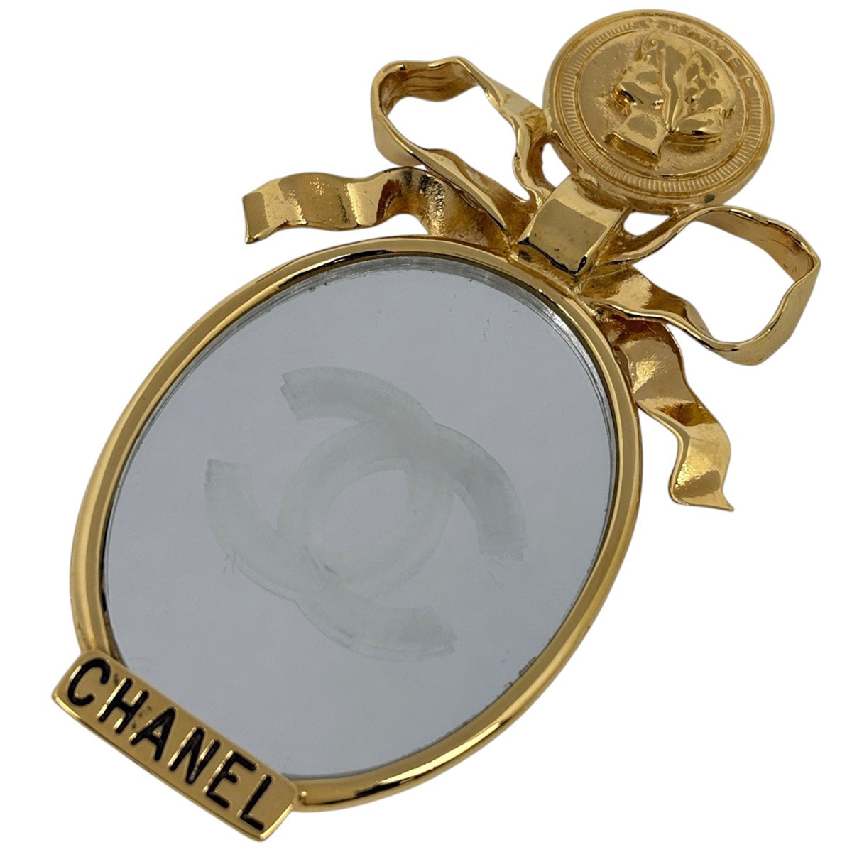 シャネル ココマーク ミラー ブローチ ロゴ リボン ブローチ GP