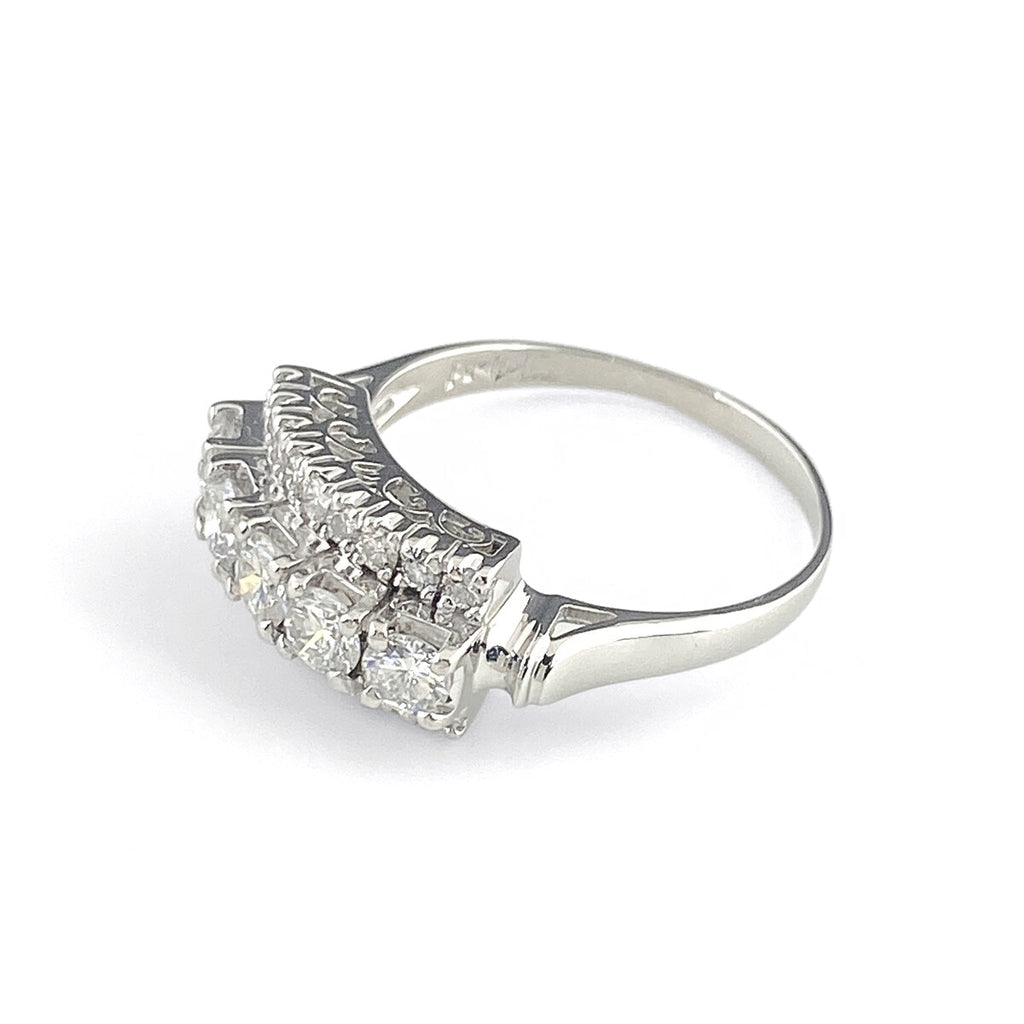 メレダイヤ デザインリング プラチナ 指輪 リング 14.5号 Pt900 ダイヤモンド レディース 【中古】nbjwl