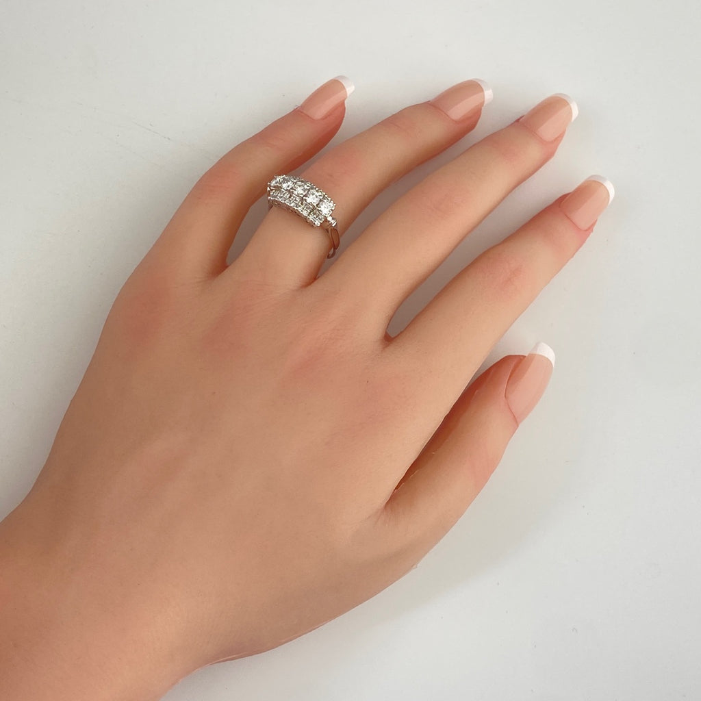 メレダイヤ デザインリング プラチナ 指輪 リング 14.5号 Pt900 ダイヤモンド レディース 【中古】nbjwl