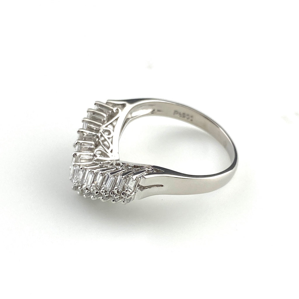 メレダイヤ デザインリング プラチナ 指輪 リング 9号 Pt900 ダイヤモンド レディース 【中古】nbjwl