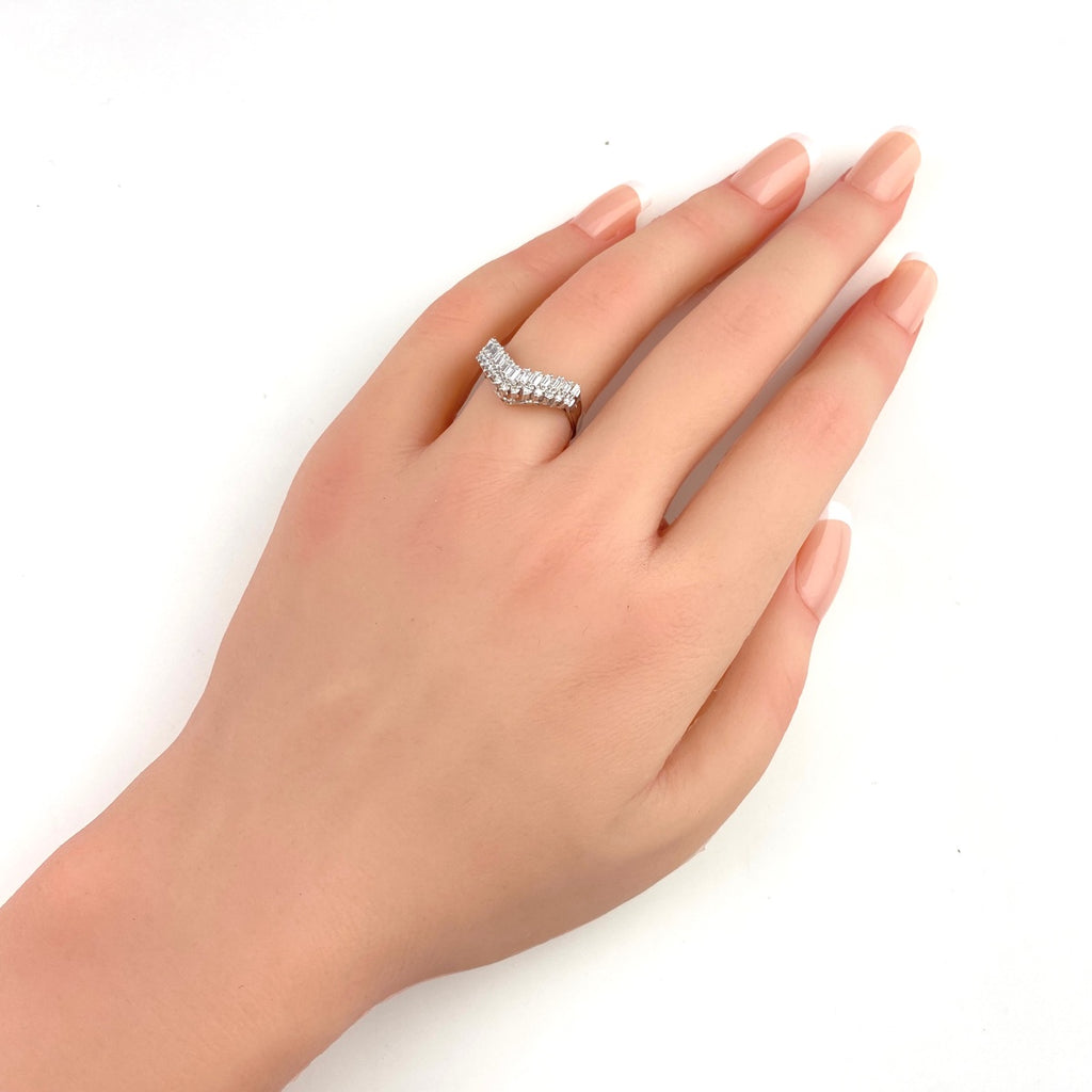 メレダイヤ デザインリング プラチナ 指輪 リング 9号 Pt900 ダイヤモンド レディース 【中古】nbjwl