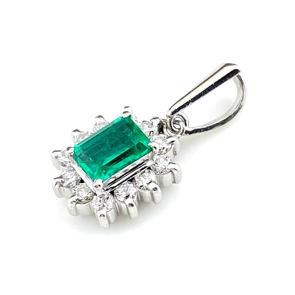 エメラルド ペンダントトップ プラチナ メレダイヤ ペンダントトップ Pt900 エメラルド ダイヤモンド レディース 【中古】nbjwl